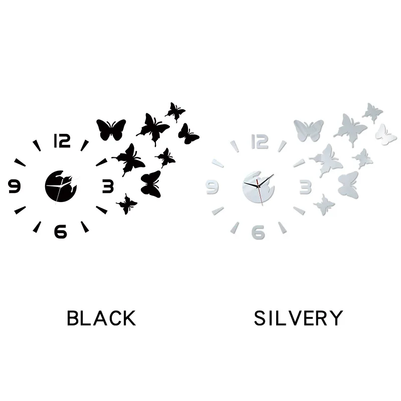 Wall Clock DIY Butterfly Mirror Material Simple Home Wall Decoration Suitable Living Room Bedroom