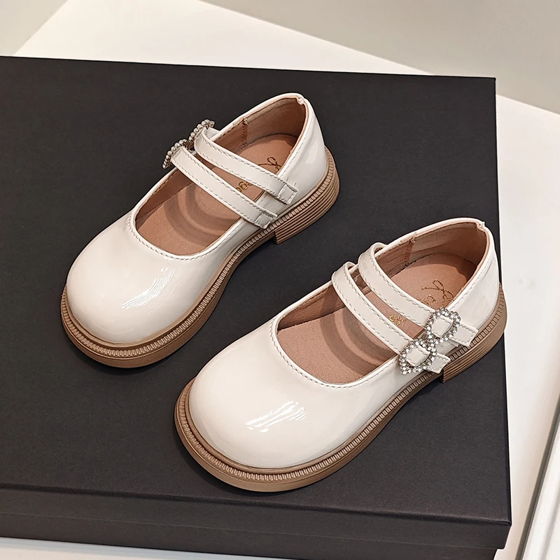 Girls Mary Jane Shoes Children's Double Heart Buckle Princess Shoes Lolita Style Kids Leather Shoes for Party Wedding Size 21-36