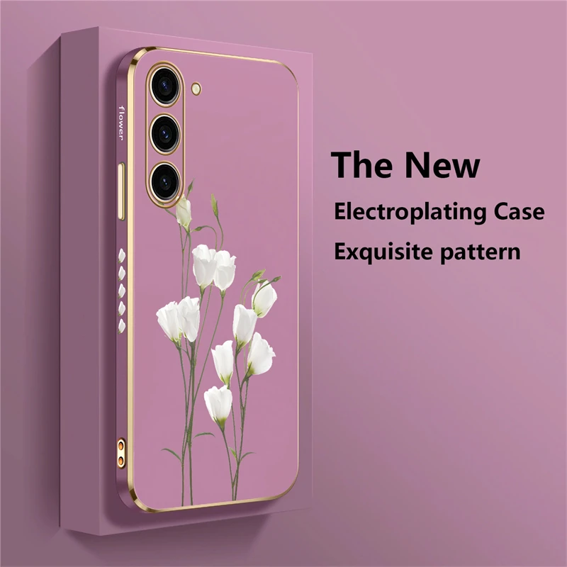 White Flower Design Silicone Soft Phone Case
