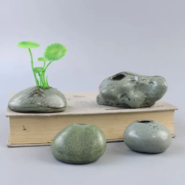 Multi Shape DIY Ceramic Mini Vases Cute Irregular Stone Vase Ornament Smooth Hydroponic Flower Vases Living Room