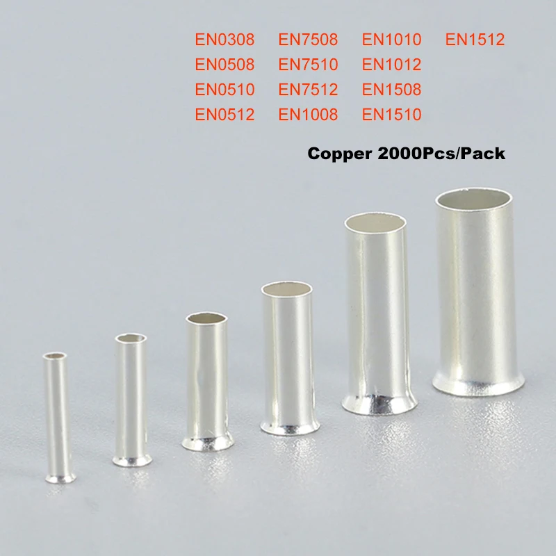 2000PcsCopperTubeBareCrimpTerminalElectricalNakeWireCable