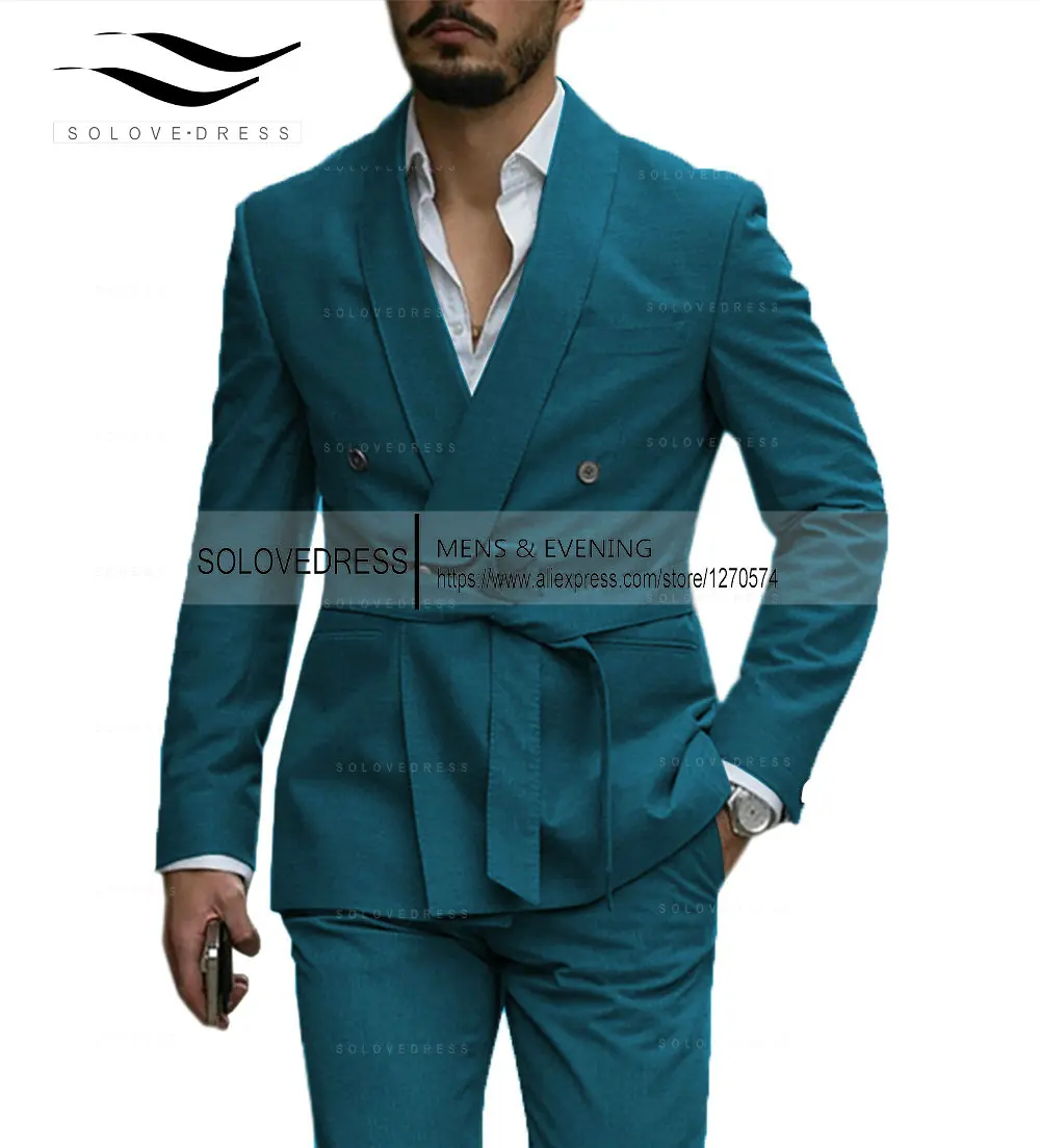 New Mens Blazer Luxery Designerstyle Western Tailored Suit Lapel Belt Tuxedo Gentleman Texture Solid Color Unique Design