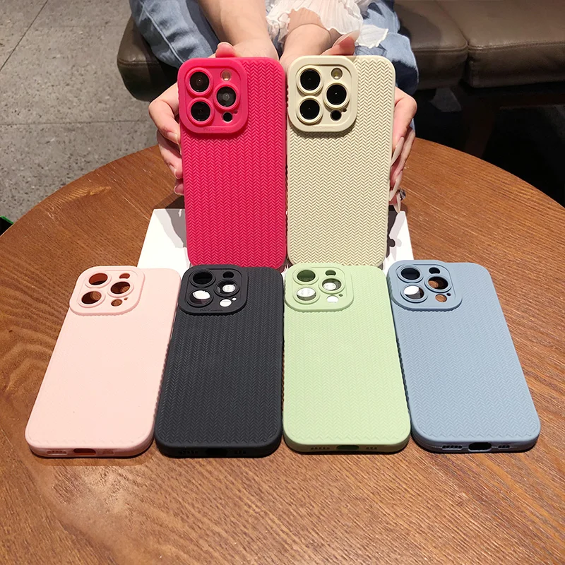 Fashion 3D Woven Pattern Matte Soft Silicone Shockproof Phone Case