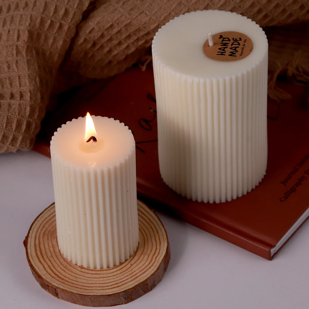 Elegant Striped Candle Mold for Handmade Scented Creations - DIY Home Decor Craft Mould