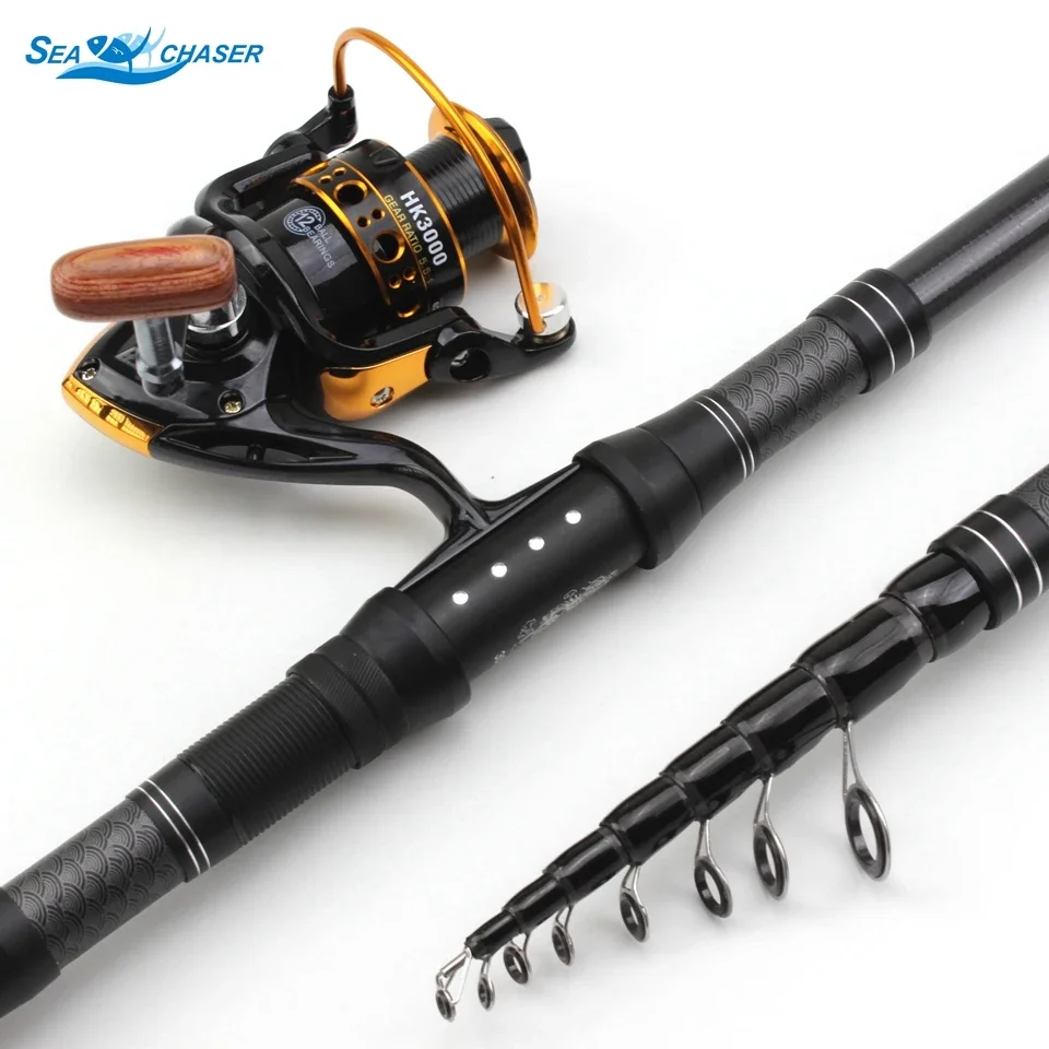 

1.8M 2.1M 2.4M 2.7M 3.0M Carbon Spinning rod Telescopic Fishing Rod and 12BB Reel Combo Fishing lure Tackle Set Travel Tackle