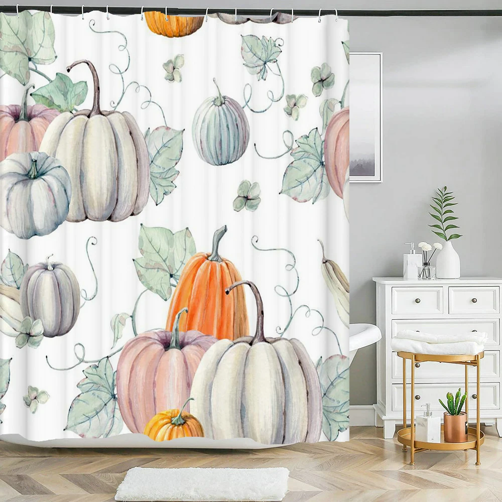 

Pumpkin Printed Shower Curtain Mildew Washable Curtain With Hook Bathroom Decorative Curtain 3D Shower curtains 240*180cm
