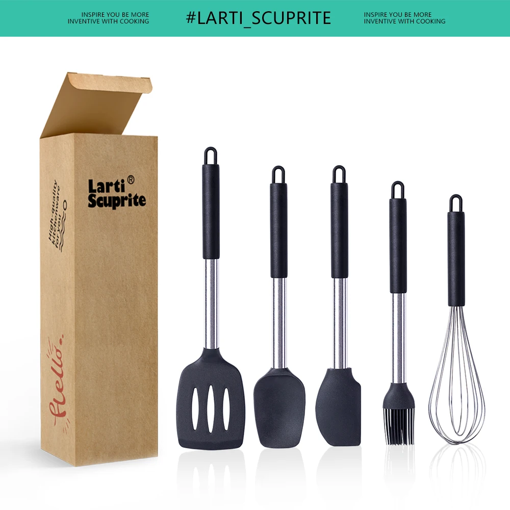 5 Pieces Silicone Baking Tools Spatula Kitchen Utensil Set High Quality