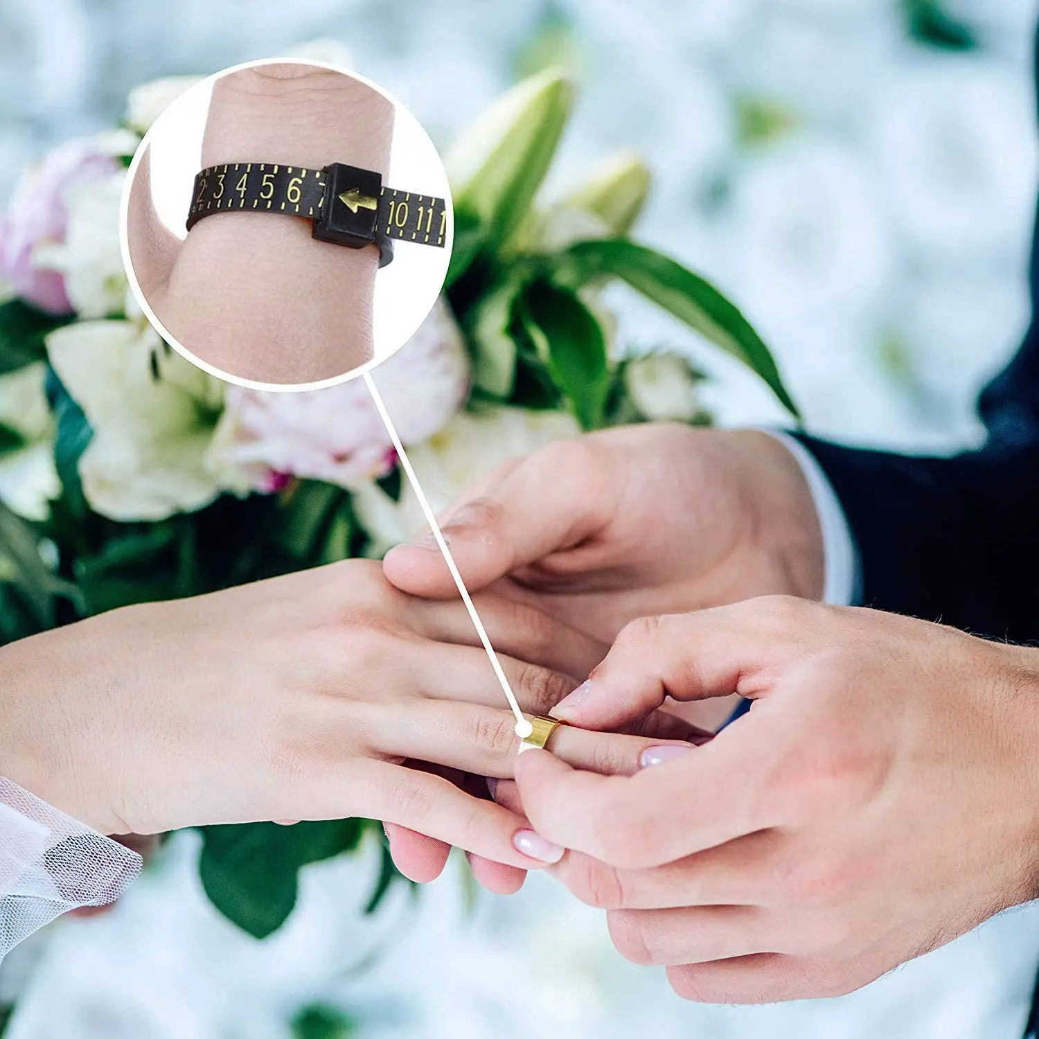 2Pcs Black US UK Ring Sizer Measuring Tool Plastic Reusable Finger Size  Gauge Measure Belt for Measuring Wedding Rings