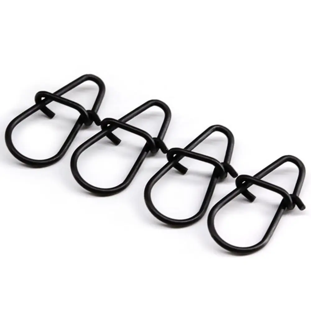 100PCS Portable Matte black Line tackle Durable Fast lock Connector Oval Split Rings Fishing Hanging Snap Barrel Swivel