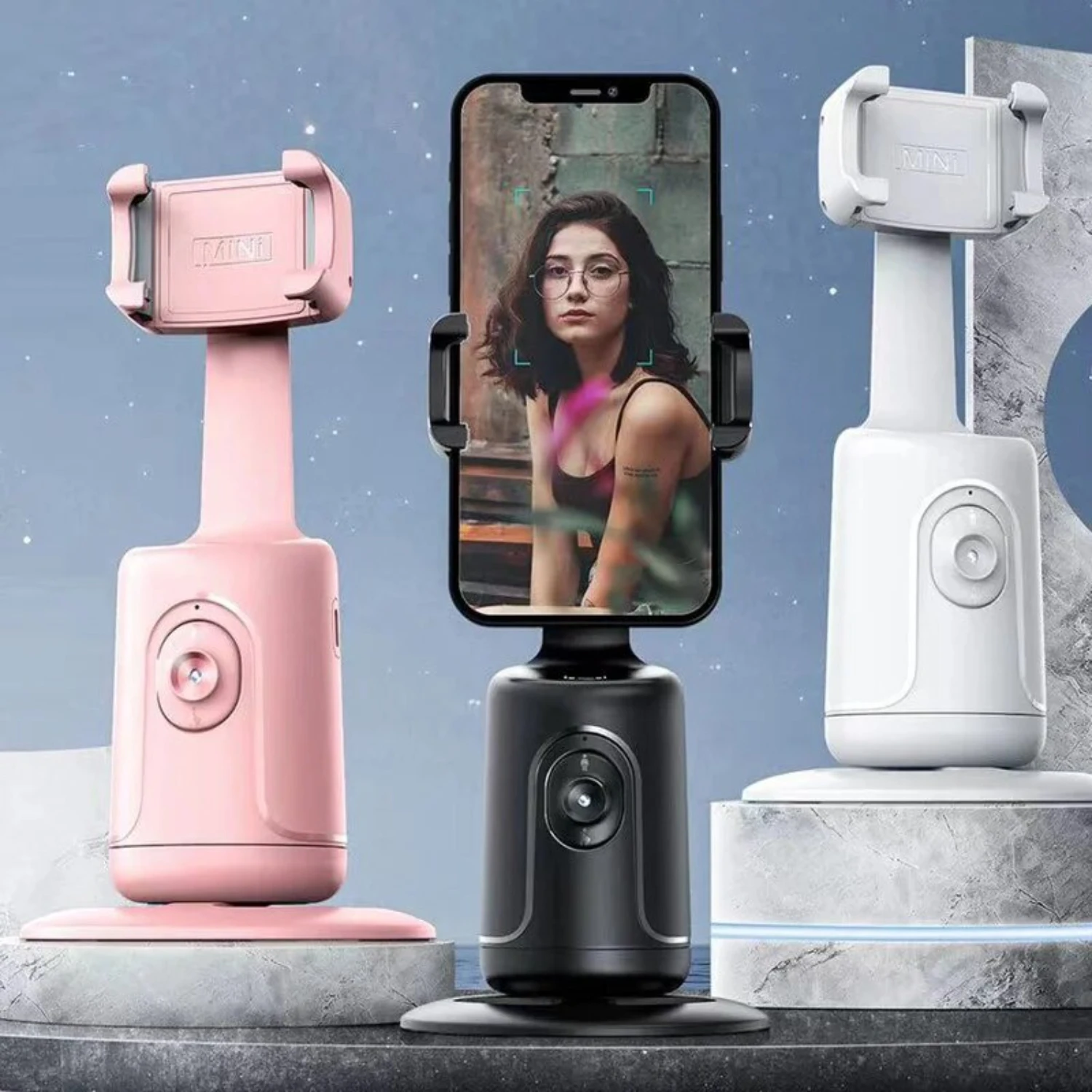 Intellig Ai Mini Selfie Stick Automatic Tracking Shooting Degree Rotation Intelligent Follow Live Phone Bracket Gimbals