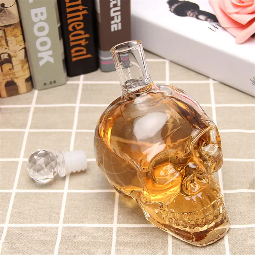 Halloween Crystal Skull Head Bottle Whiskey Vodka Wine Decanter Bottle Whisky Glass Beer Glass Spirits Cup Water Bar Home