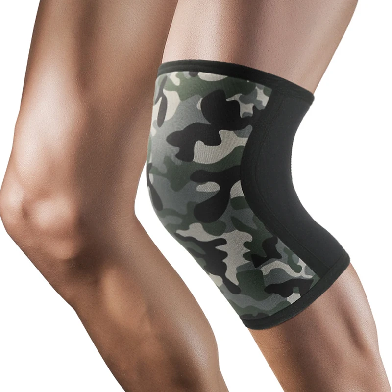 1 Pair 7mm Diving Material Camouflage Compression Knee Support Braces Weightlifting Fitness Squat Knee Elbow Pad Sleeve