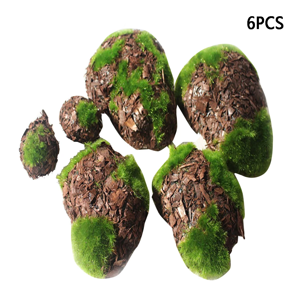 6Pcs Landscape Office Foam Moss Stone Artificial Plant Fake Rock Mini Shop Window Hotel Garden Decor Wedding Diy Simulation Home