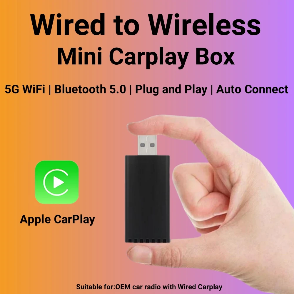 New Smart Mini Carplay AI Box for Apple Car Play Wireless Adapter Car OEM Wired CarPlay To Wireless USB Dongle Plug and Play 5G