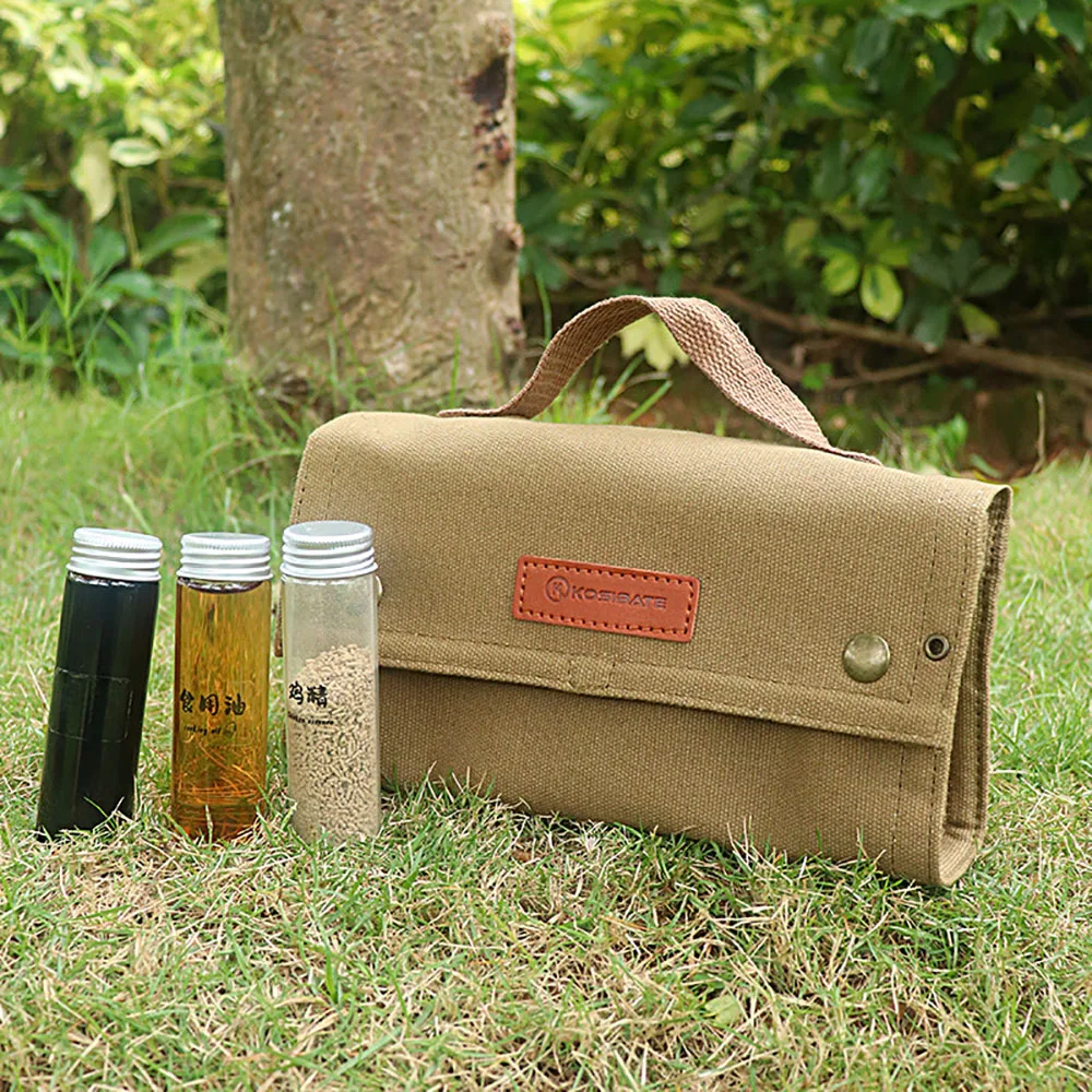 Kosibate Outdoor Camping Portable Picnic Barbecue Seasoning Spice Bottle Storage Bag Only Bag storage bag camping storage bag camping cookware bag spice container
