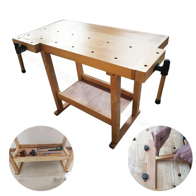 Mesa de trabajo de carpintería profesional, mesa de madera maciza con  abrazadera, consola de madera maciza multifuncional, Manual de bricolaje -  AliExpress