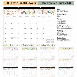 2027 Large 18 - Month Wall and Desk Planner with Removable Monthly Pages (C calendar)