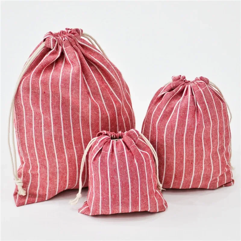 Package Pocket Storage Organizer Bag Cotton Fabric Drawstring Cosmetic Towel Cloth Stroage Bags Toiletry Bag Case 3
