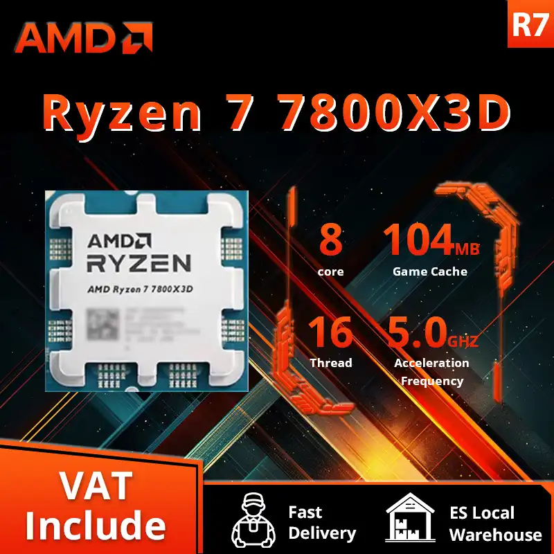 AMD RYZEN 7 7800X3D CPU Gaming Processor AMD R7 7800X3D 8-Core 16