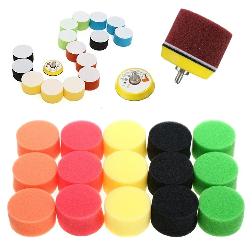 2 Inch 16 Piece Polishing Pad Sponge Set Mini Detail Polishing Pad Flocked Flat Sponge Wheel Car Cleaning And Detailing Tools