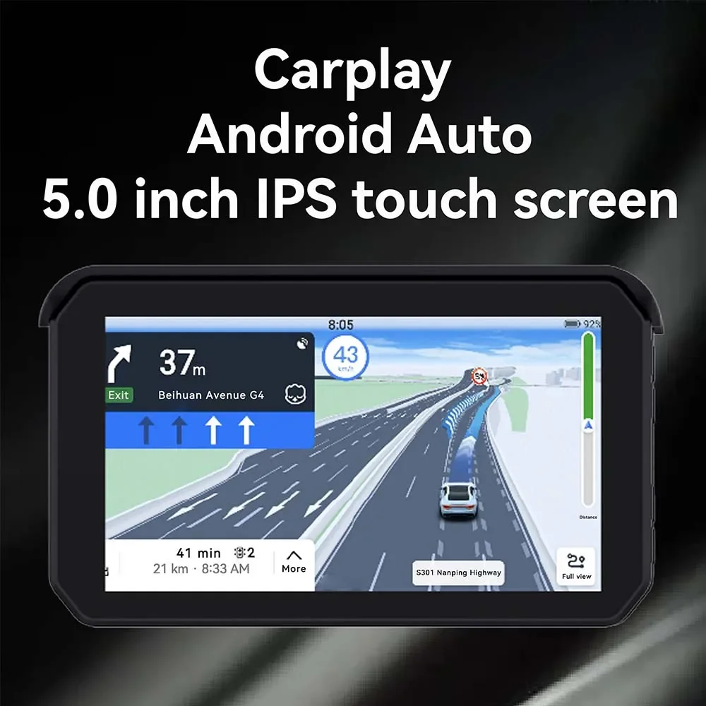 Navigazione GPS portatile da 5 pollici per display impermeabile per moto Moto Wireless Apple Carplay Android Auto Schermo IPS IPX7 - Image 4