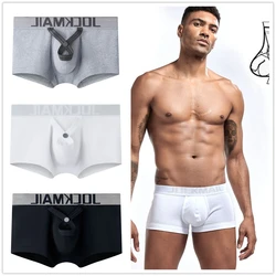 JOCKMAIL Sexy Ring Design Men's Underwear Cotton Fashion Boxer Briefs Low Waist Sports Swim Trunks Gym Shorts Male Underpants