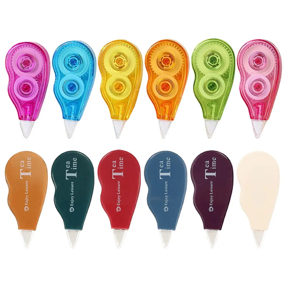 12Pcs 교정 테이프 세트 학생 교실 미니 테이프 지우개 휴대용 실용 교정 도구 교정 테이프