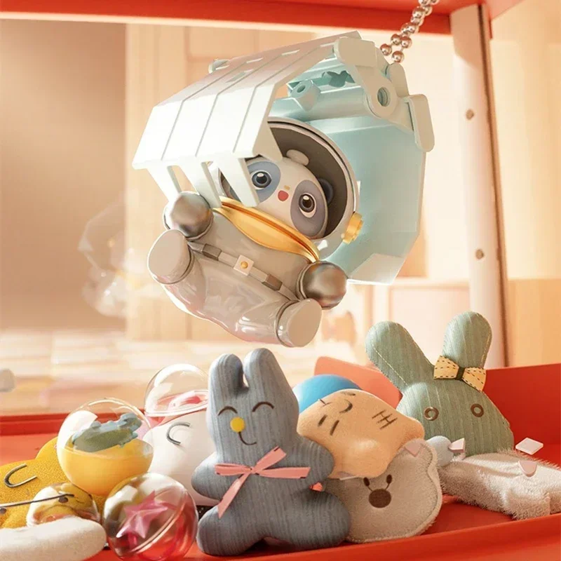 Mini Automatic Doll Machine Toy for Kids Mini Cartoon Astronaut Play Game Claw Crane Machines with Light Music Children Toy Gift
