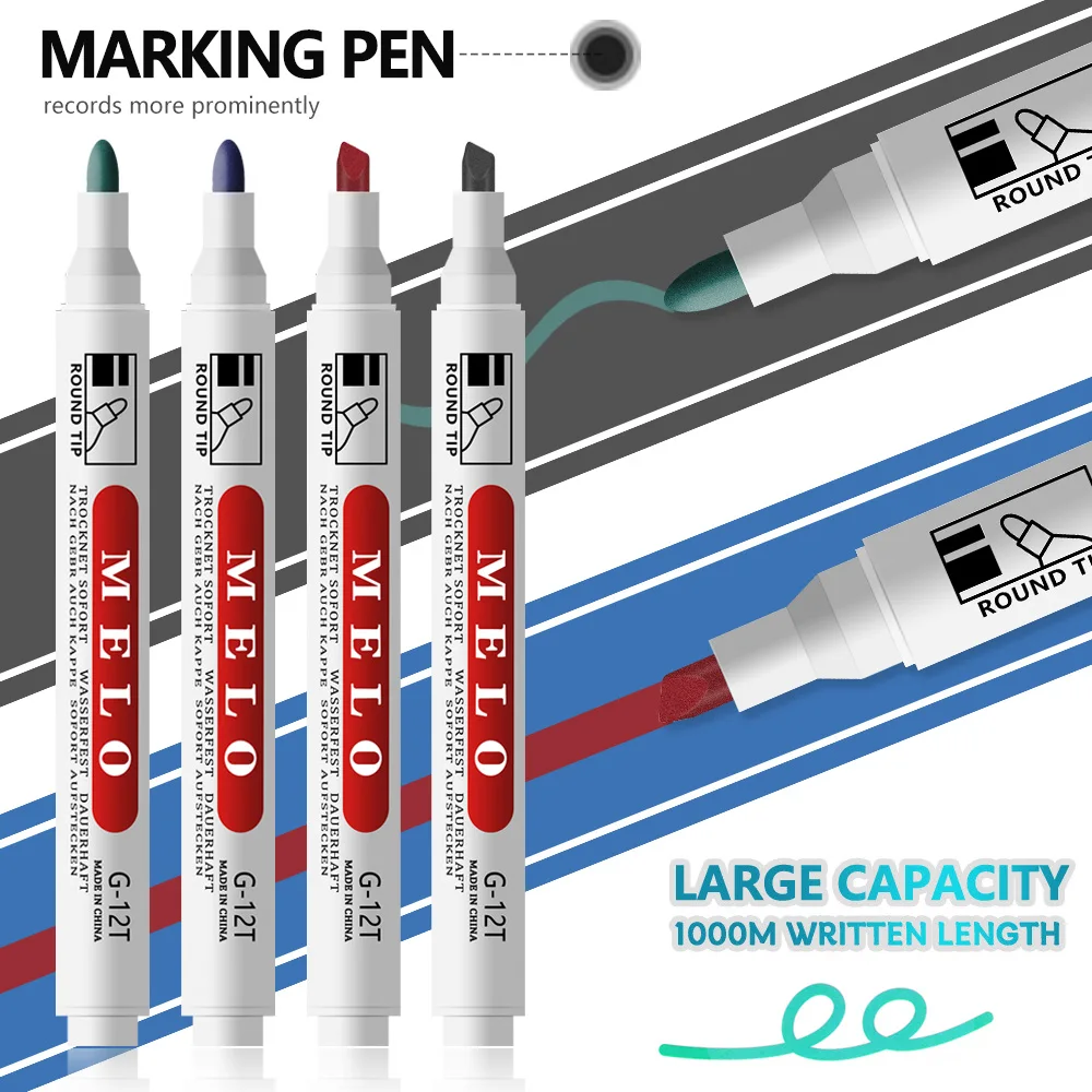 Permanent Marker Pen Marker Pens Permanent Marker Paint Marker Pen Markers Pen Art Markers Paint Pen 6/12Pcs/Set Permanent Marker Pen Cutter Head Waterproof Ink Thin Nib Crude Nib Black Blue Red Ink 2mm 4mm Fine Color Marker Pens
