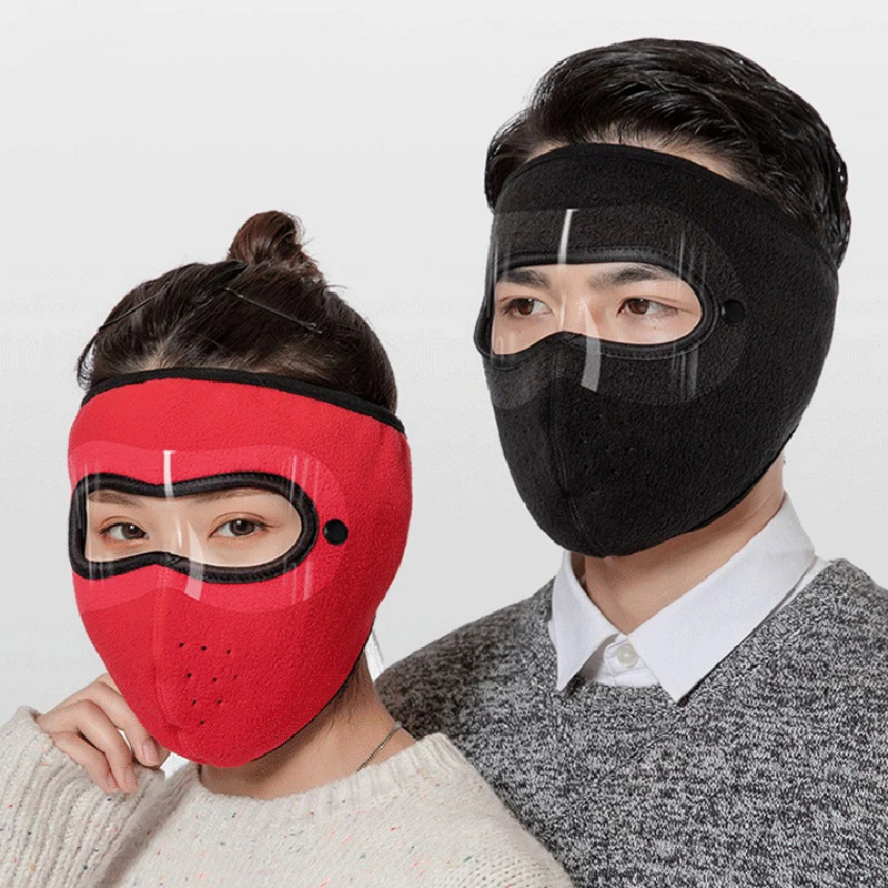 Unisex Winter Warm Face Mask with HD Anti Fog Goggles Windproof Cold Proof Polar Fleece Scarf Breathable for Outdoor Cycling
