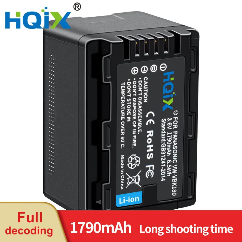 

HQIX for Panasoinc HC-V10 V11 V100 V500 V700 V300 V600 V707 SDR-SX1 H85 H100 H101 S45 S50 S70 Camera VW-VBK180 Charger Battery