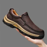 Stylish Men's Leather Loafers Men Thick Bottom Business Shoe Classic Leather Man Casual Shoes Senior Brand Male Walking Footwear