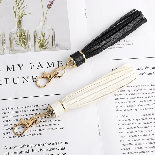 Leather Tassel Keychain Leather Tassel Tassel Keychain Cute Keychain Key  Ring Bag Charm Leather Zipper Pull 