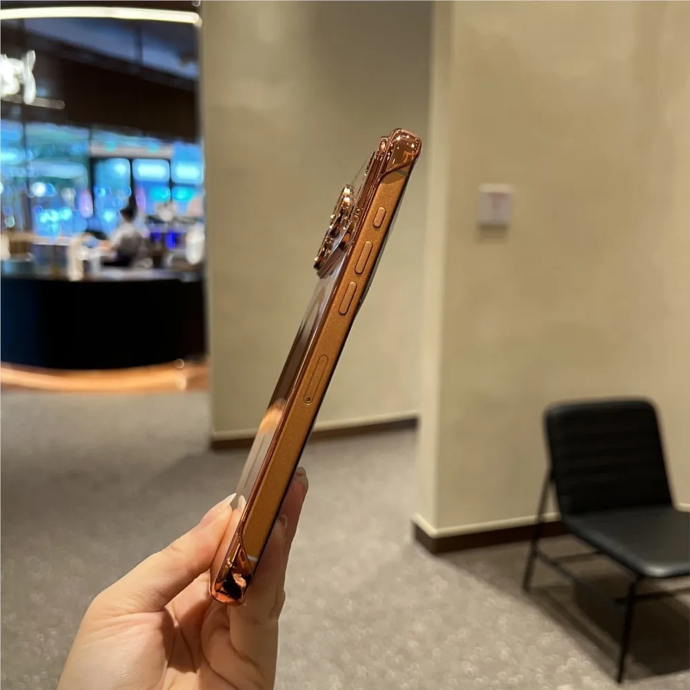 Frameless Luxury Plating Clear Magnetic Shockproof Phone Case with Wireless Charging