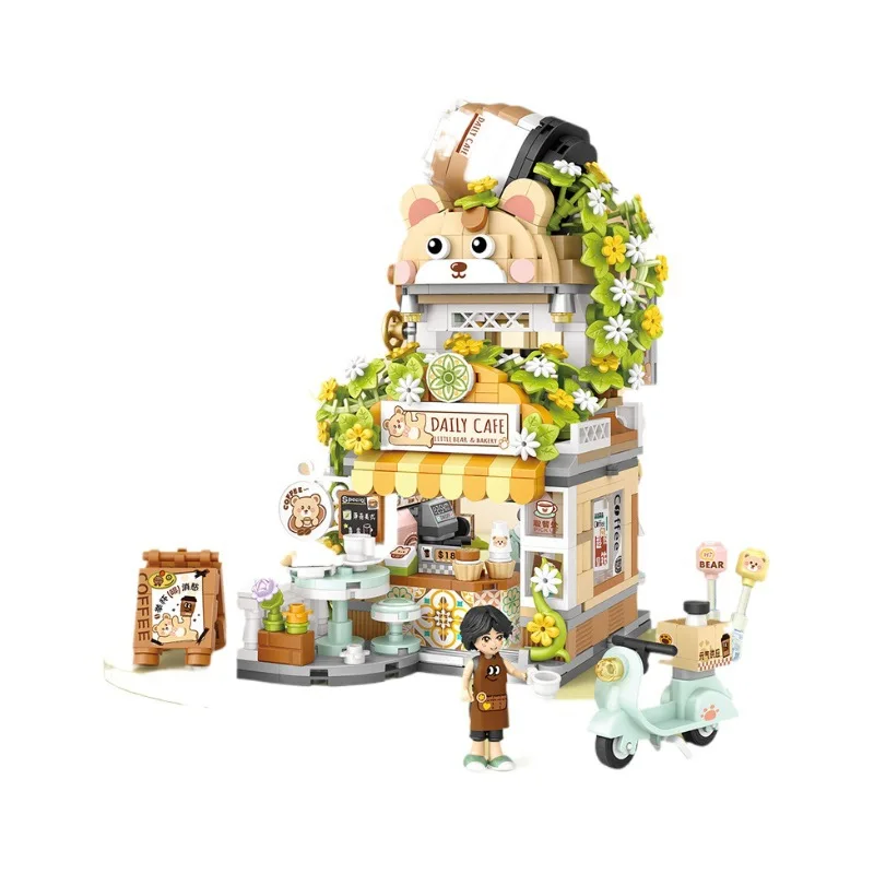 LOZ Creative Coffee Shop Building Block Mini Street View DIY