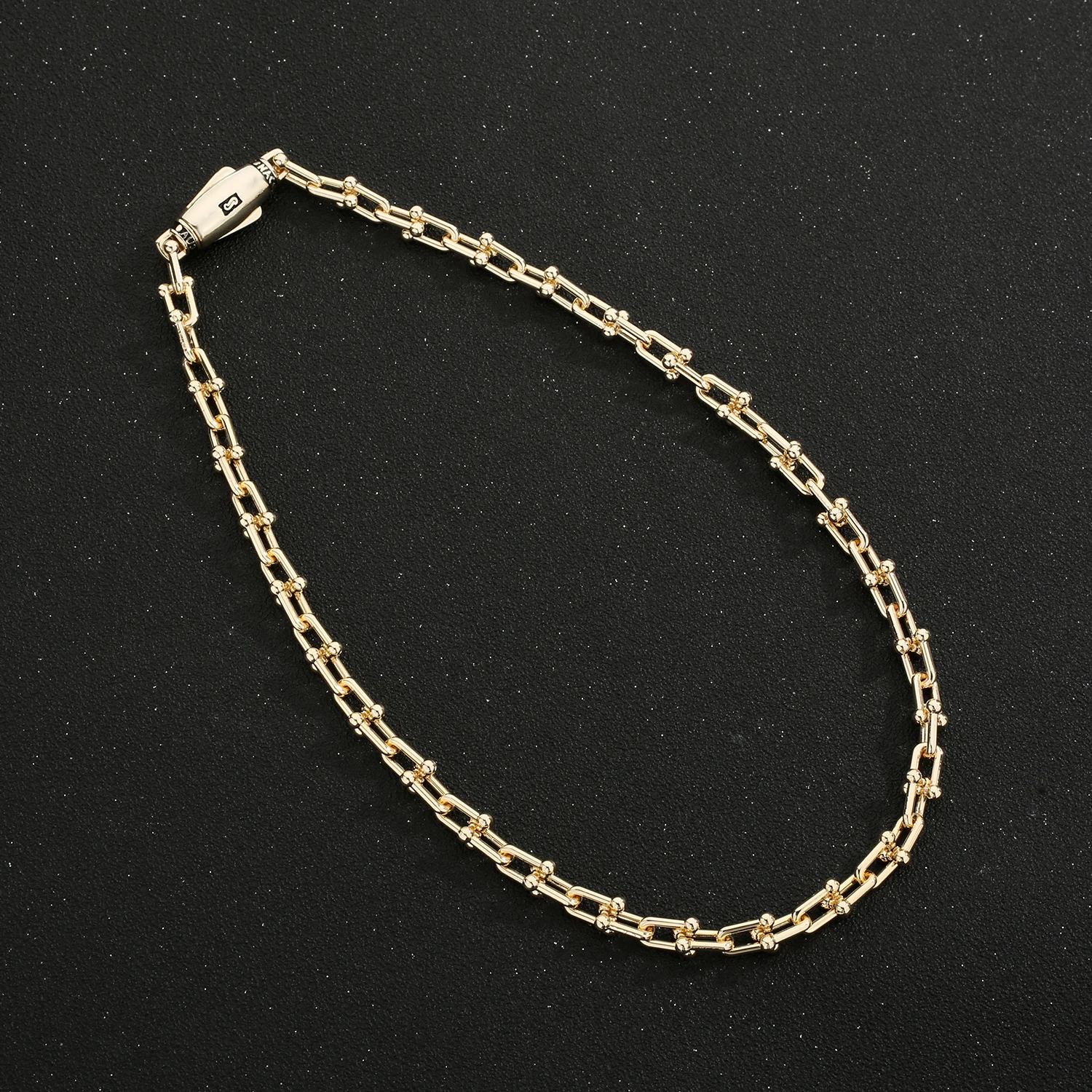 New Monaco necklace 14K gold-plated paper clip chain Cuban chain suitable for men and  women rectangular chain support wholesale 3
