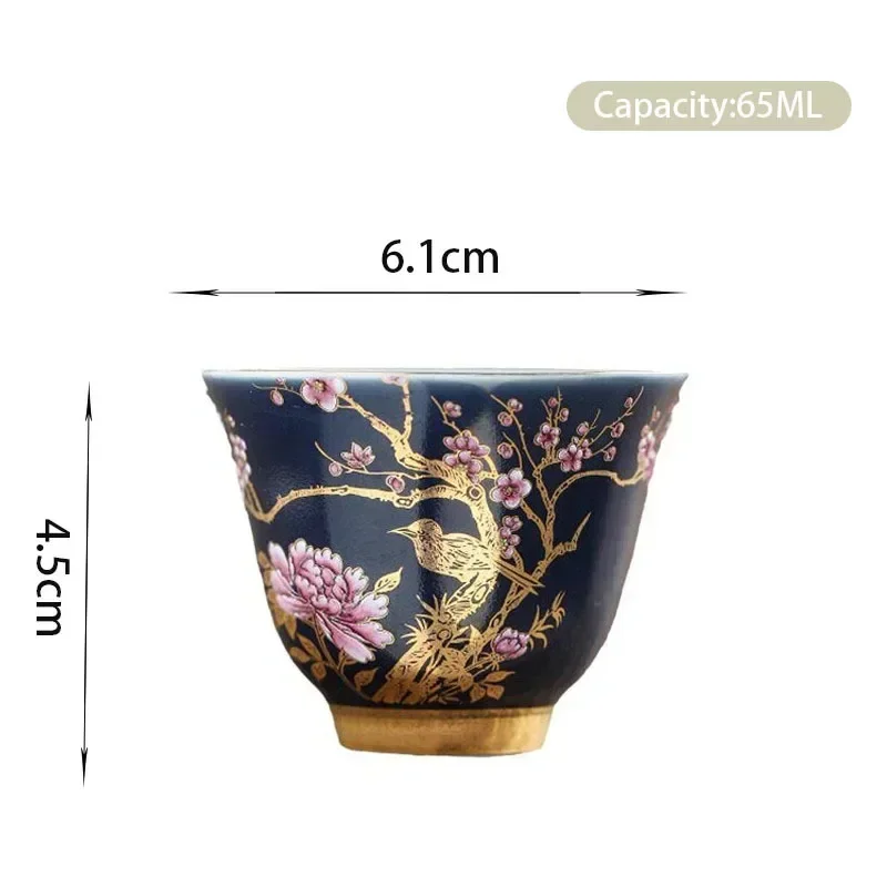 Tea Cup 1 Pc Palace Luxury Ceramic Teacup Hand Painted Flowers Tea Bowl Handmade Tie Guanyin Pu'er Home Porcelain Set 65ml
