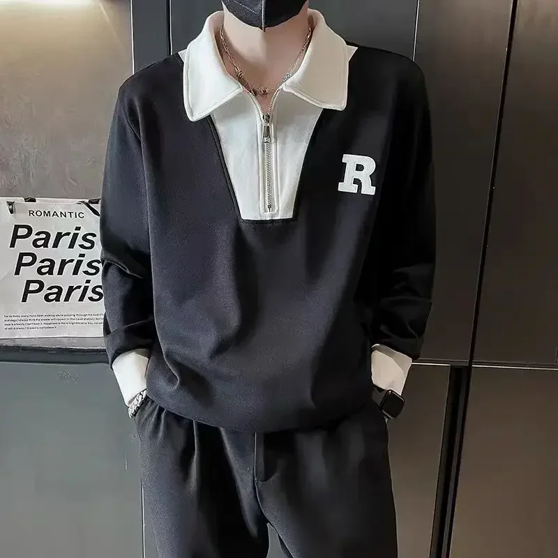 

Male Clothes Embroidery Sweatshirts Tops New Rock T Polo Shirts for Men Pullover Korean Luxury High Brand Social It Size S Bulk