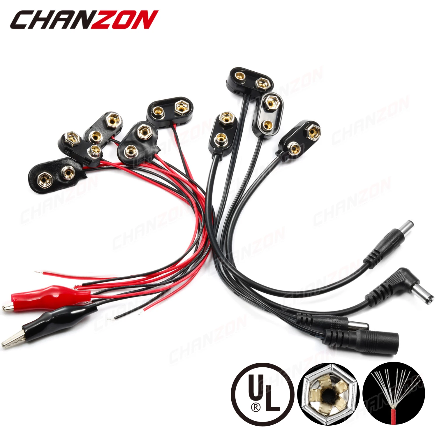 5 Clips Connecteurs Pour Piles 9V Avec Fils UL - Longueur 15 Cm, Idéal Pour Projets Arduino, Bandes LED Et électronique