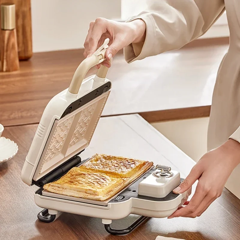 Dual Plate Breakfast Maker, MultiFunction Waffle and Sandwich Toaster for Home Use, Quick Cook Appliance, Easy Clean Surface 4