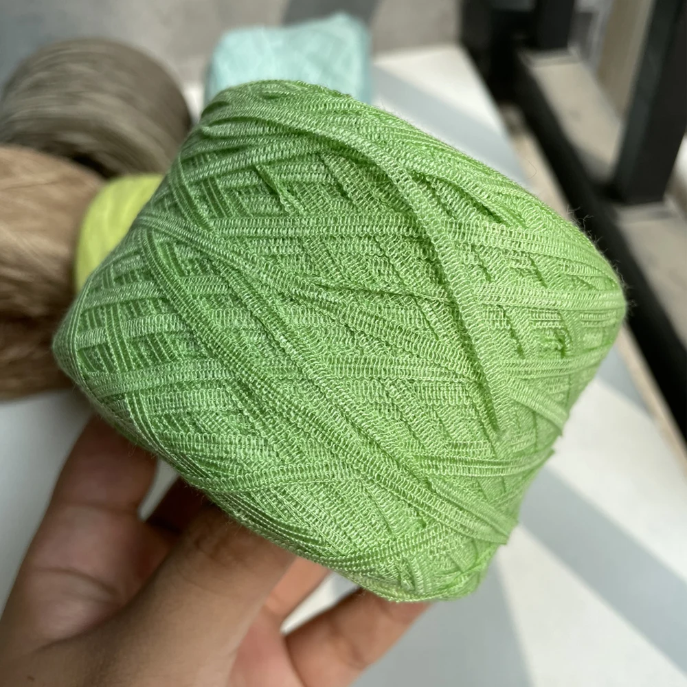 2 balls *100g Flat ribbon threads Knit handbag doll yarn Crochet yarn