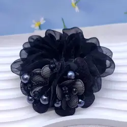 Elegant Pearl Flower Hair Scrunchie - Stylish Korean Hair Accessory (13)