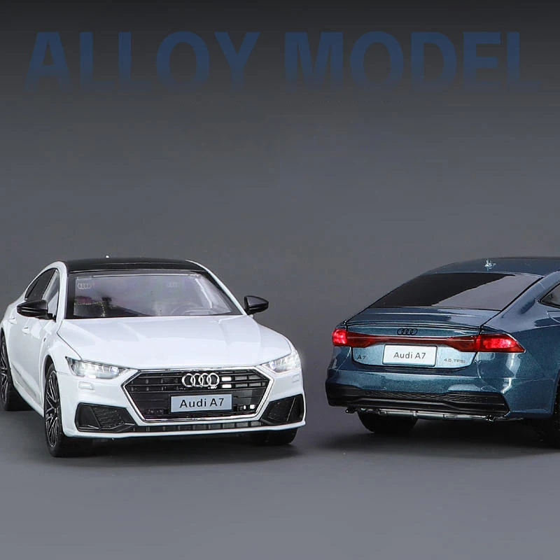 1:24 Audi A7 Alloy Toy Car Model Wheel Steering Sound and Light Children's Toy Collectibles Birthday Gift 4