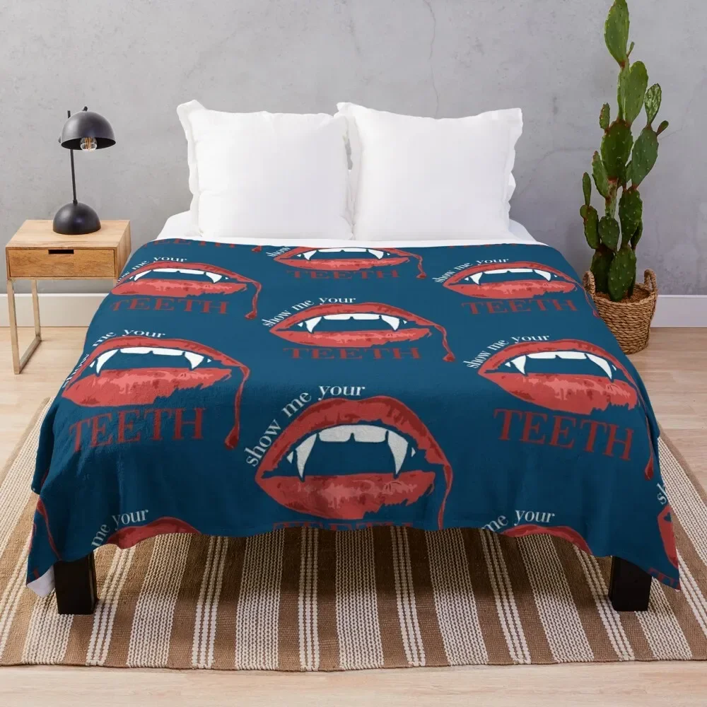 

show me your teeth Throw Blanket halloween Sleeping Bag Blankets