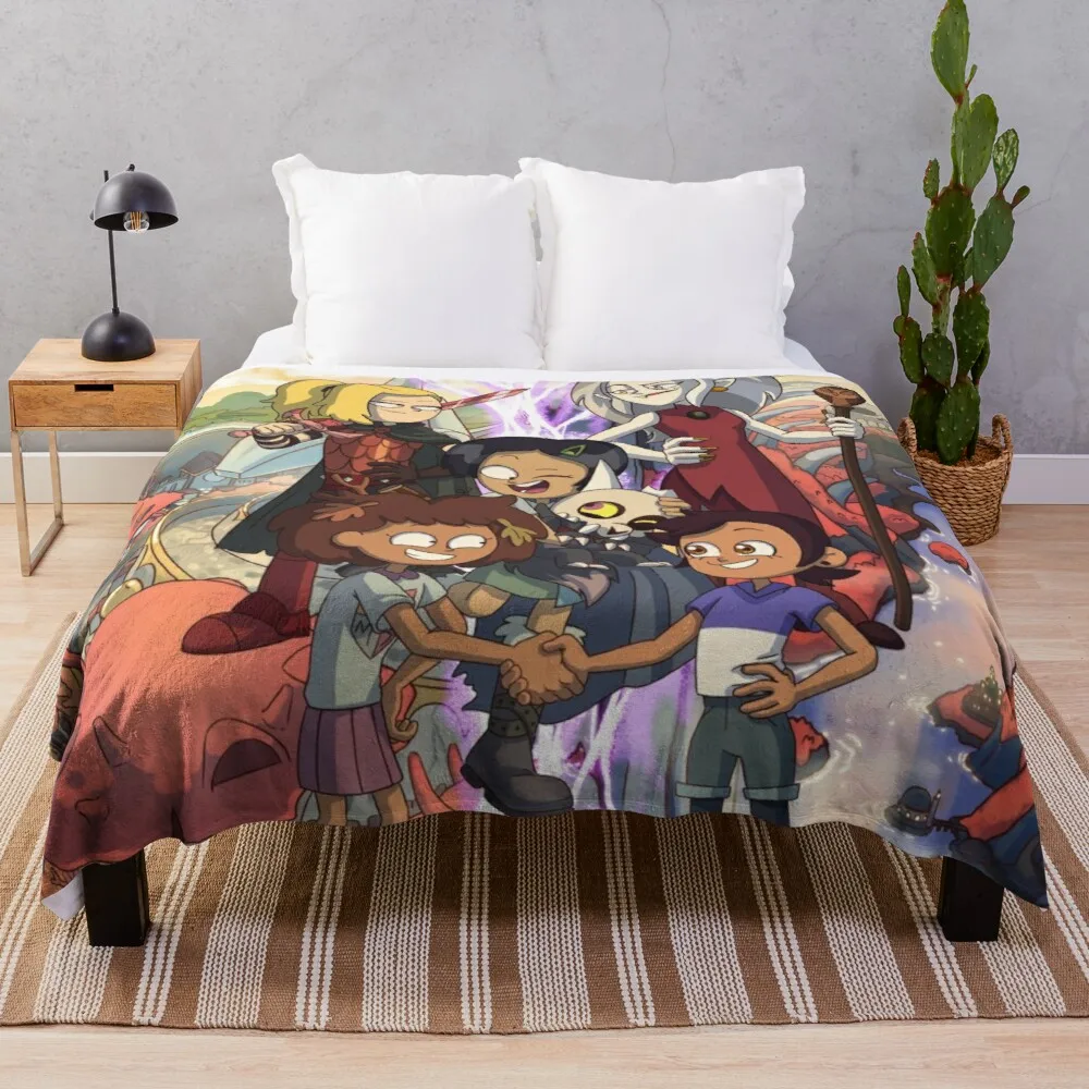 

Одеяло Amphibia x The Owl House, удобное одеяло для приема, большое пушистое двустороннее Клетчатое одеяло