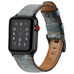 Vintage Leather Bracelet - 38mm or 40mm 41mm (Gray)