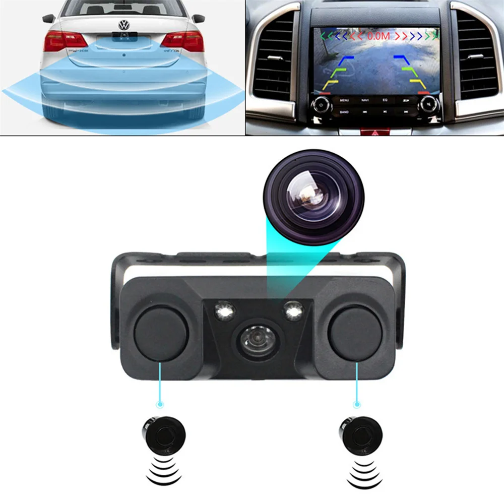 

Car Monitor Visual Reverse Radar Camera with Rear View Camera LED Backup Camera for Vehicle Parking Dual Parking Sensor Buzzer
