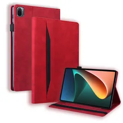 Elegant Leather Wallet Stand Case - 11 inch Business Tablet Cover for MiPad 5 Pro(11 inch) (Red)