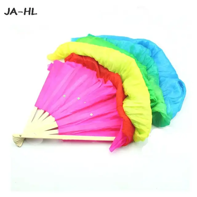 1Pc 1,8 M Multolor Kézzel Készített Hasa Tánc Táncoló Selyem Bambusz Hosszú Rajongók Fátyolok - Image 3