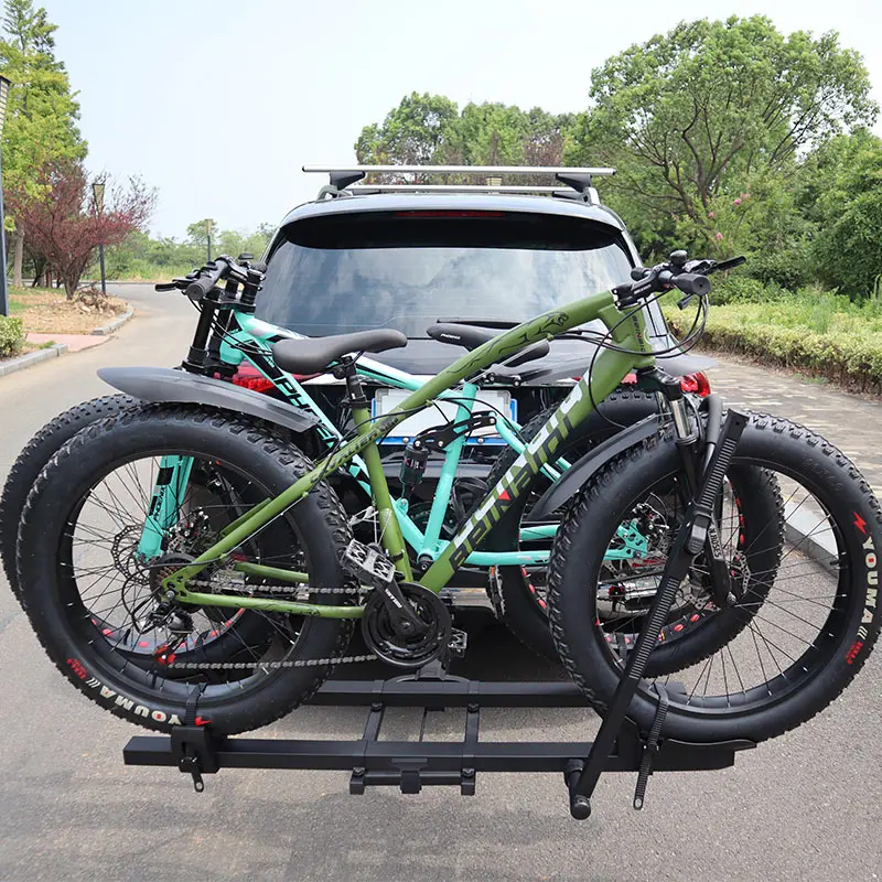 スチールヒッチマウント自転車キャリア、2バイク用SUVカーe-bike
